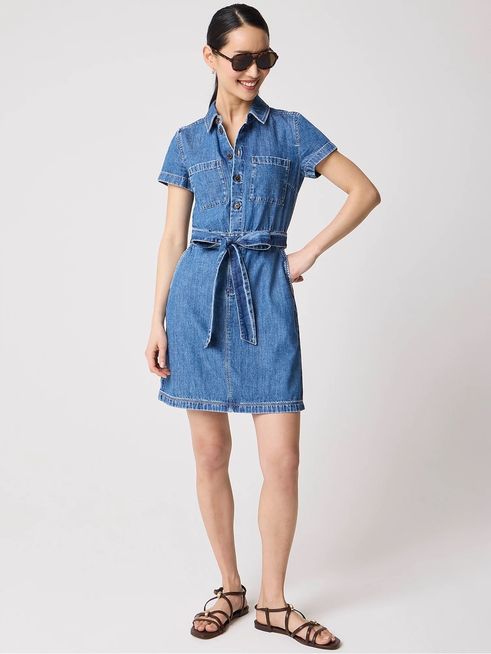 J. Crew Factory Denim Utility Dress Blue 2